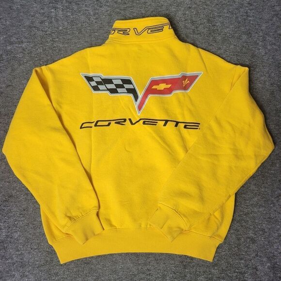 Official GM Corvette Womens Jacket Size S Yellow 1/4 Zip Pullover Sweatshirt - Picture 2 of 9